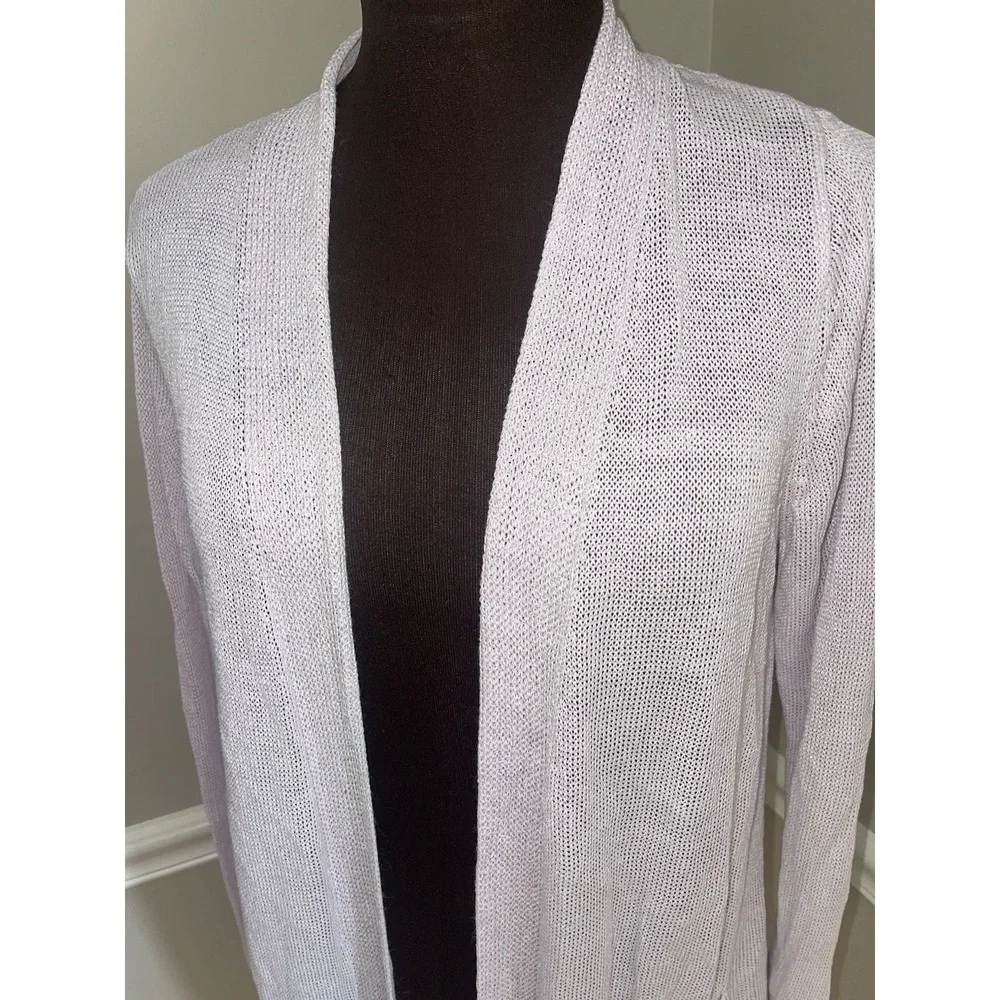 J Jill Open Cardigan Linen Blend Light Purple Sweater Small‎ Tall